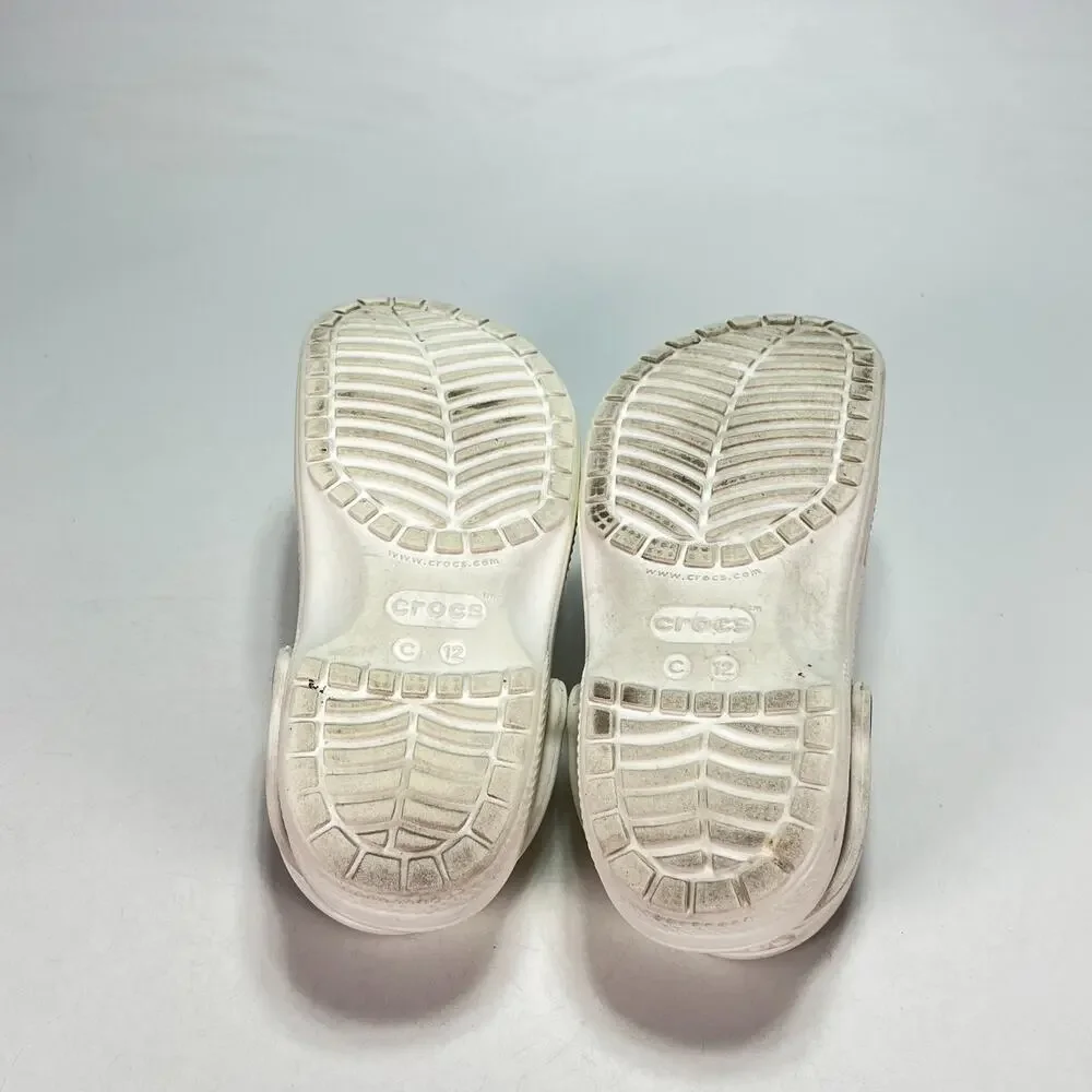 Crocs Classic Clog White Jibbitz Charms Comfort Slip On Shoes 206991 Kids Sz 12